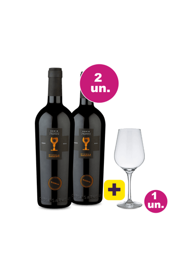 Kit 2 - Schola Sarmenti Nerio Riserva D.O.C. Nardo Negroamaro Malvasia 2020 + Taça de Cristal Grátis - Exclusivo WE