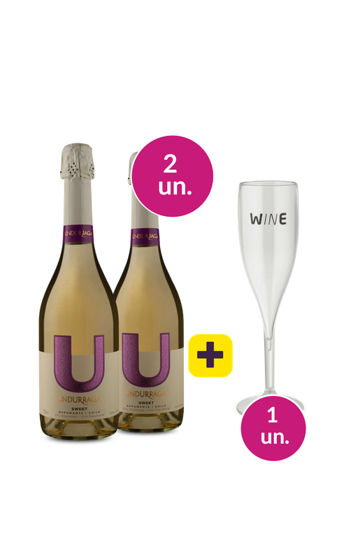 Kit Especial Folia - Espumante U By Undurraga Sweet + Taça Acrílico