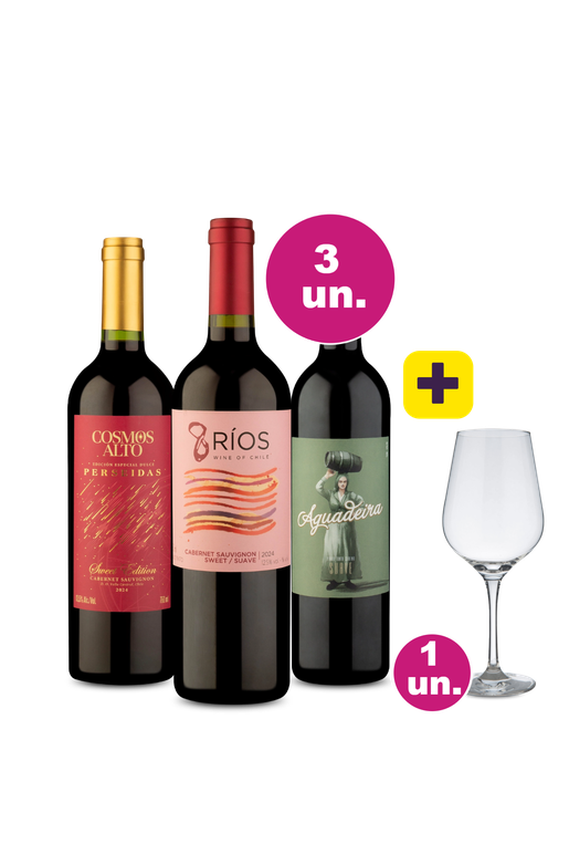 Kit 3 - Suaves por R$99 + Taça Grátis - Oferta Absurda Black Wine