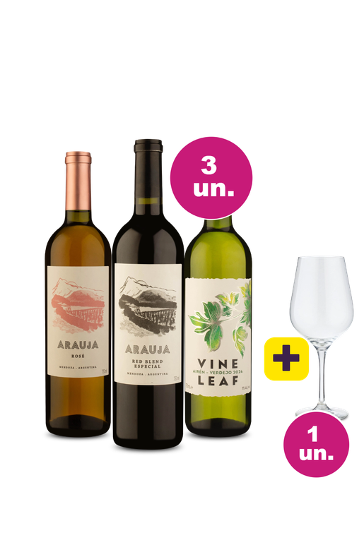 Kit 3 - Trio Mesclado + Taça de Cristal Grátis - Oferta Absurda Black Wine