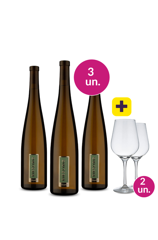 Kit 3 - Las Perdices Riesling 2024 + 2 Taças de Cristal Grátis - Exclusivo We