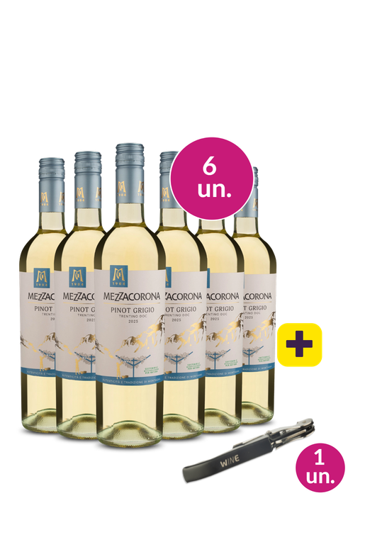 Kit 6 - Mezzacorona D.O.C. Trentino Pinot Grigio + Saca Rolhas Grátis - Exclusivo We