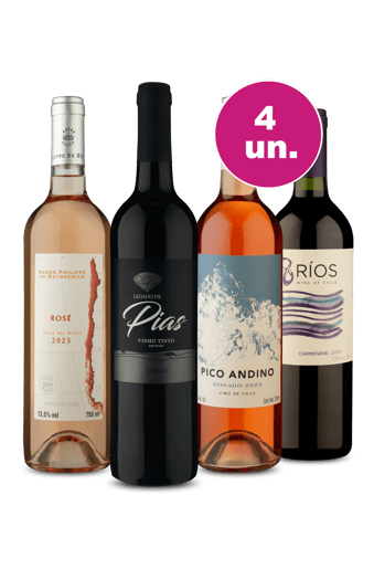 Kit 4 - Tintos e Rosés por R$29,90 por Garrafa