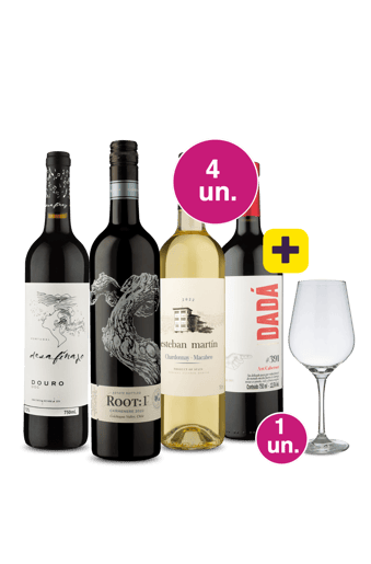 Kit 4 - Tintos e Brancos Campeões + Taça Cristal Grátis