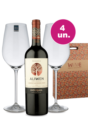 Kit Presente - Aliwen Reserva + Par de Taças de Cristal