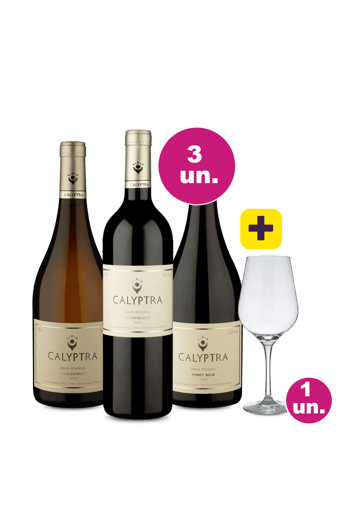 Kit 3 - Degustação Calyptra Gran Reserva + Taça de Cristal Grátis - Exclusivo WE