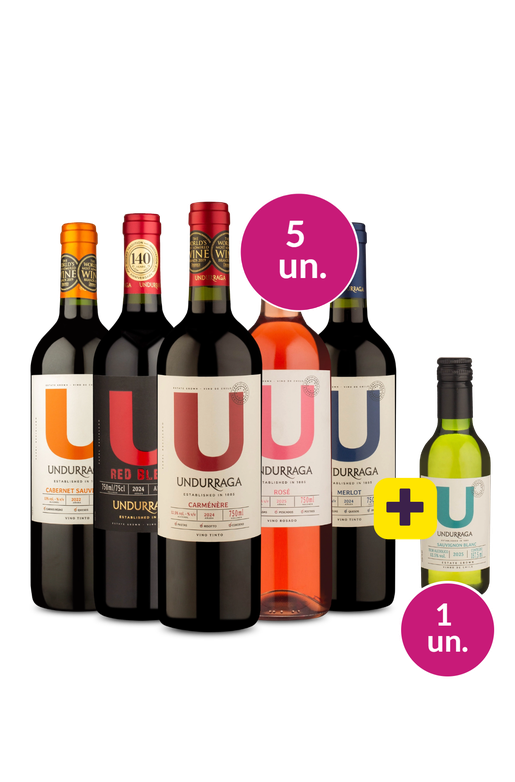 Kit 5 - Degustação U By Undurraga + U By Undurraga Sauvignon Blanc 187,5ml Grátis - Exclusivo We