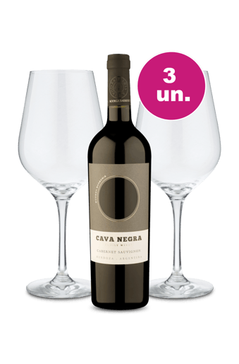 Kit Especial - Cava Negra Cabernet Sauvignon + Par de Taças de Cristal