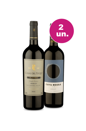 Kit 2 - Casas Del Toqui Single Estate Merlot e Cava Negra Merlot