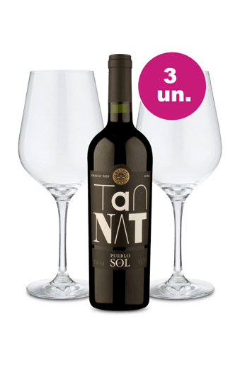 Kit Especial - Pueblo del Sol Ultra Tannat e Par de Taças de Cristal