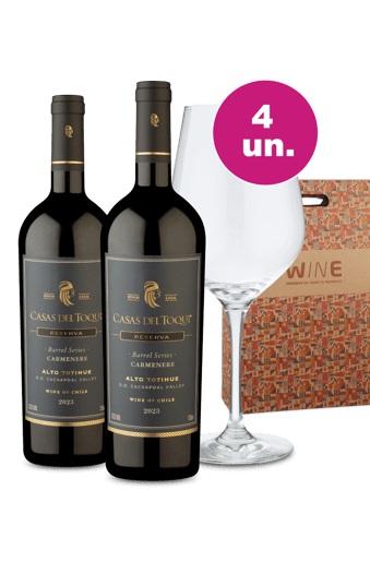 Kit Presente - Barrel Series Carménère + Taça Cristal + Caixa de Presente