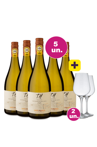Kit 5 - T.H. [Terroir Hunter] Sauvignon Blanc + 2 Taças Cristal Grátis - Oferta Insana Exclusiva Wine Select