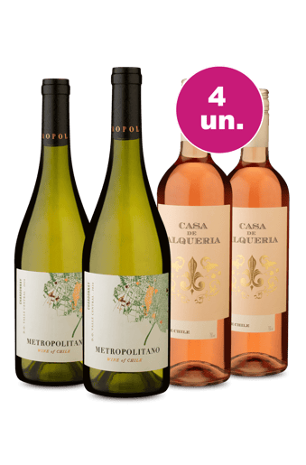 Kit 4 - Metropolitano Chardonnay e Casa De Alqueria Rosé