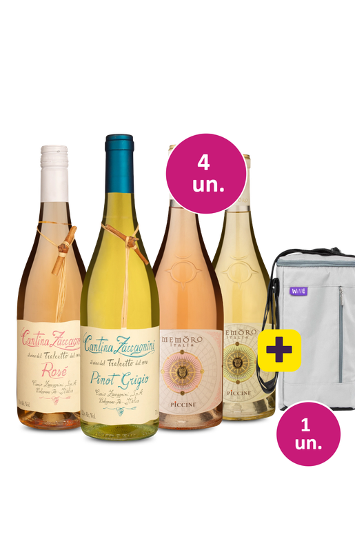 Kit 4 - Brancos e Roses Italianos + Bolsa para 3 garrafas Grátis - Exclusivo We