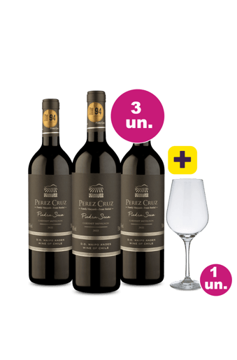 Kit 3 - Perez Cruz Piedra Seca D.O. Maipo Andes Cabernet Sauvignon + Taça de Cristal Grátis - Exclusivo We