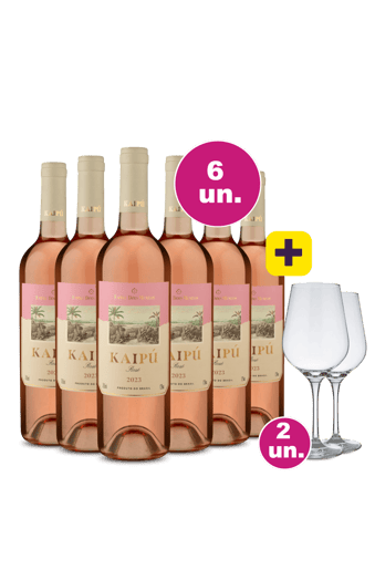 Kit 6 - Kaipu Rosé + 2 Taças Cristal Grátis - Oferta Insana Exclusiva We Wine