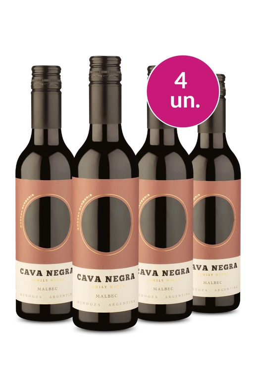 Kit 4 - Meia Garrafa Cava Negra Malbec 375mL