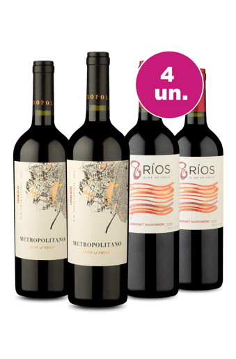 Kit 4 - Metropolitano Carménère e 8 Ríos Cabernet Sauvignon