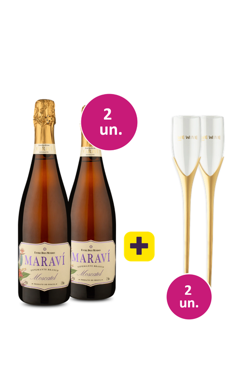 Kit 2 - Espumante Maraví Moscatel + 2 Taças Agulha Grátis - Exclusivo We