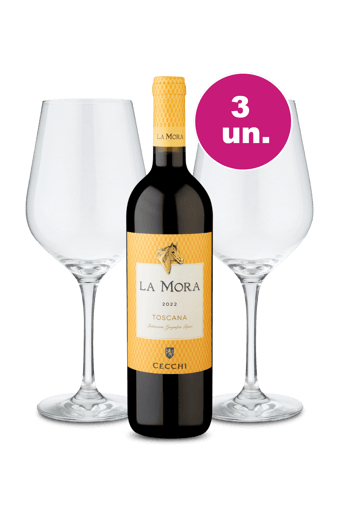 Kit Especial - La Mora Toscana Rosso e Par de Taças de Cristal