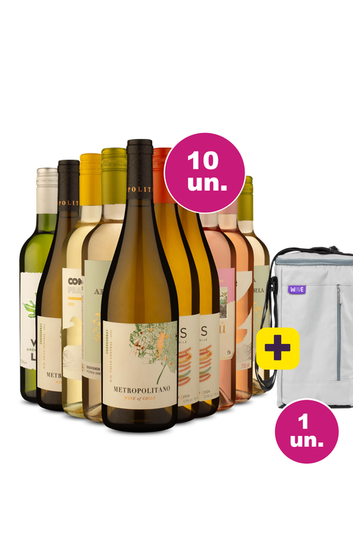 Kit 10 - Vinhos Brancos e Rosés por 32,90 a garrafa + Bolsa para 3 garrafas Grátis - Exclusivo We
