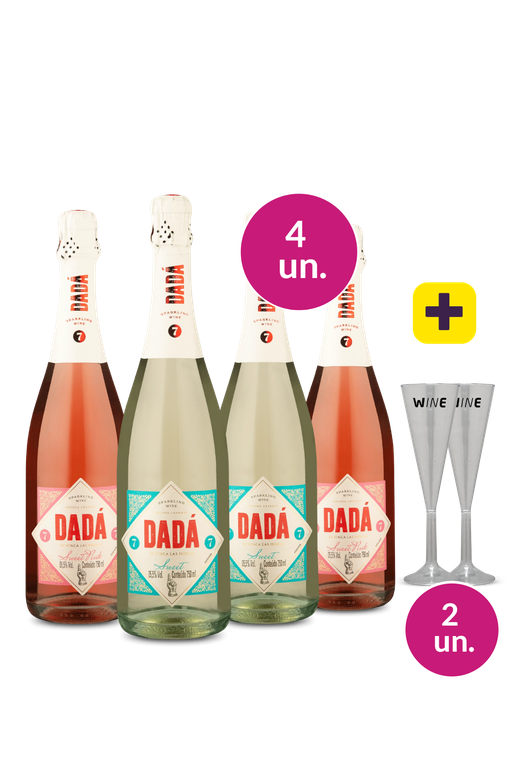 Kit 4 - Espumante Dadá + Taças de Acrílico Grátis