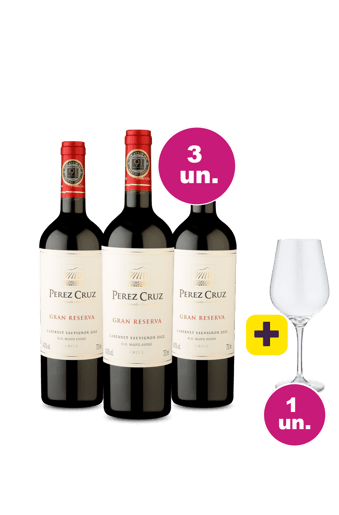 Kit 3 - Perez Cruz Gran Reserva + Taça de Cristal Grátis