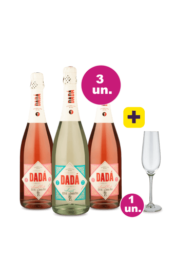 Kit 3 - Espumante Dadá + Taça Cristal Espumante Grátis