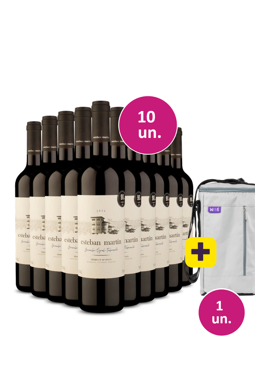 Kit 10 - Esteban Martín D.O. Cariñena Garnacha Tempranillo Syrah Tinto 2024 + Bolsa para 3 garrafas Grátis - Exclusivo We