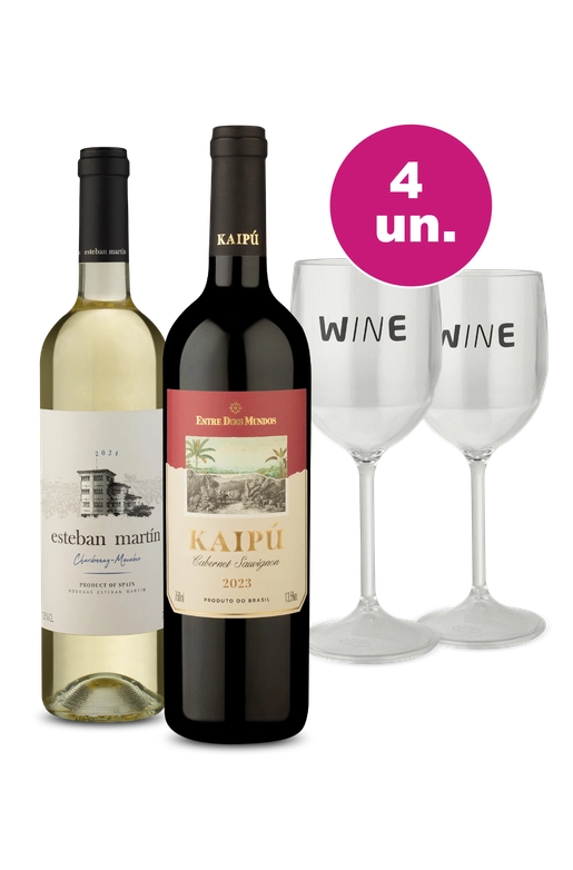 Kit Especial de Verão - Dia na Praia com Par de Taças de Acrílico