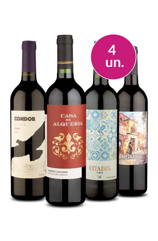 Kit 4 - Tintos por R$ 25,90 a garrafa - Exclusivo We