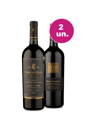 Kit 2 - Casas Del Toqui Barrel Series Cabernet e V9 Gran Reserva Carménère - Oferta Insana