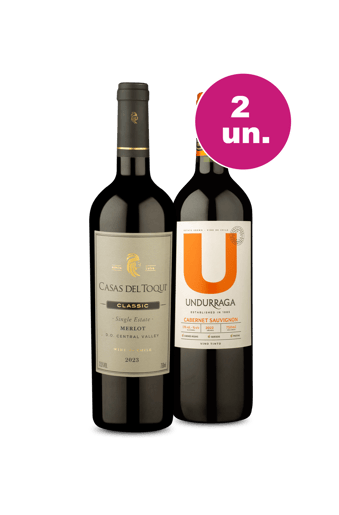 Kit 2 - Casas Del Toqui Single Estate Merlot e U By Undurraga Cabernet Sauvignon