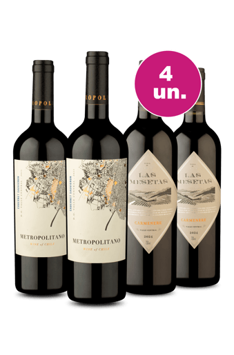Kit 4 - Metropolitano Cabernet Sauvignon e Las Mesetas Carménère
