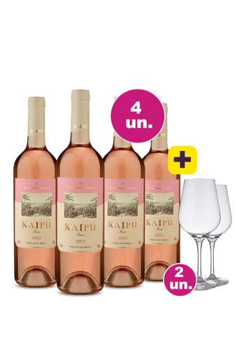 Kit 4 - Kaipu Rosé + 2 Taças Cristal Vinho Grátis