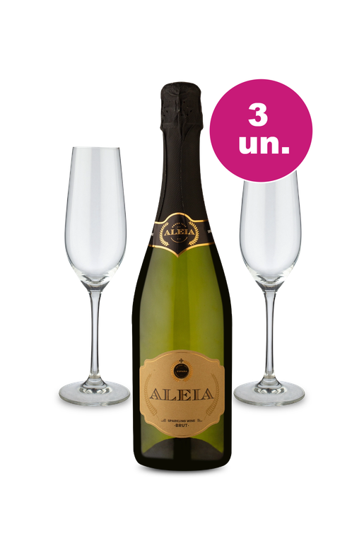 Kit Especial - Espumante Aleia Brut e Par de Taças de Cristal