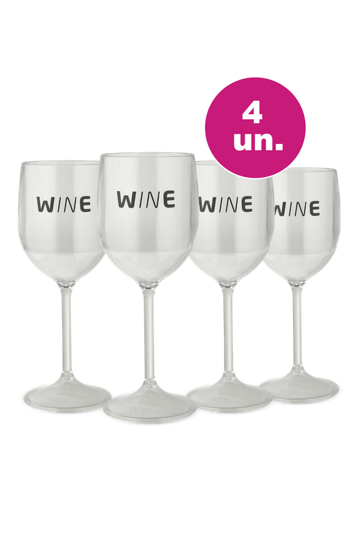 4 Taças Acrílico Vinho Transparente Wine