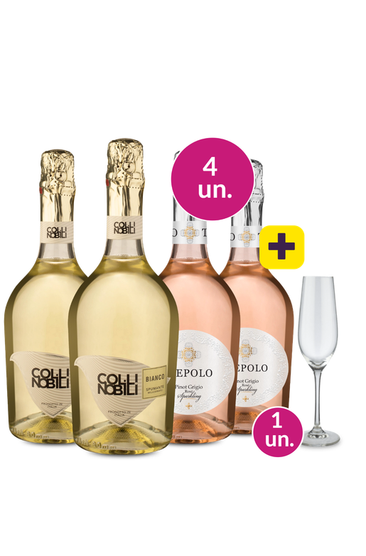 Kit 4 - Espumantes Colli Nobili e Tiepolo + Taça de Cristal p/ Espumante Grátis - Exclusivo We