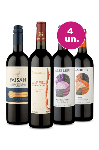 Kit 4 - Tintos Mundiais por R$29,90 Por Garrafa - Oferta Insana