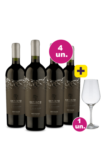 Kit 4 - Super Lançamento! Extinto Carménère + Taça de Cristal Grátis - Exclusivo We