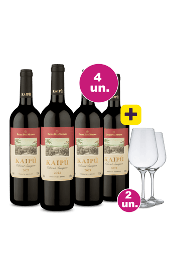 Kit 4 - Cabernet Sauvignon + 2 Taças Cristal Vinho Grátis