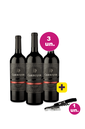 Kit 3 - Carnivor Cabernet Sauvignon 2020 + Saca Rolhas Grátis - Exclusivo We
