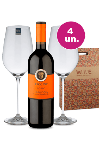 Kit Presente - Piccini + Par de Taças de Cristal