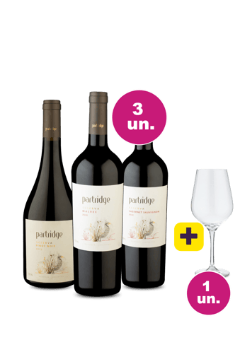 Kit 3 - Degustação Partridge Reserva + Taça de Cristal Grátis