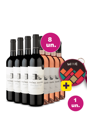 Kit 8 - Esteban Martín Tinto e Rosé + Caixa de Som Bluetooth Wine Grátis