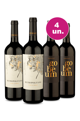 Kit 4 - Metropolitano Red Blend e Gobeum Tempranillo