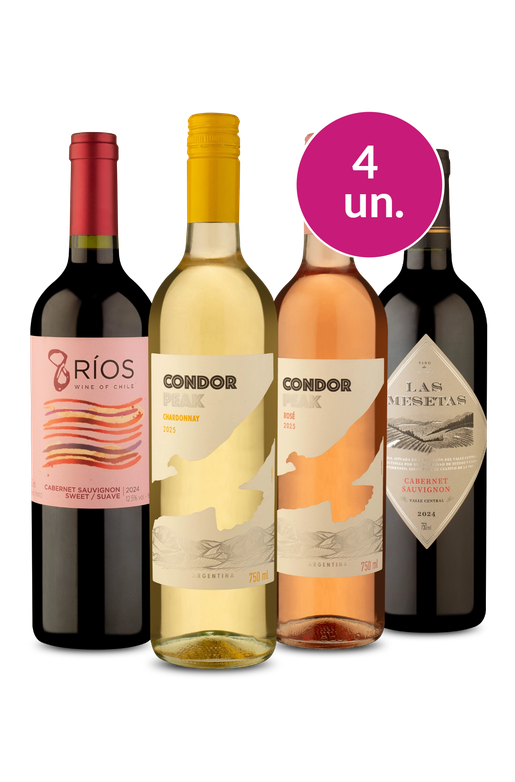 Kit 4 - Vinhos Variados - 4 por R$100