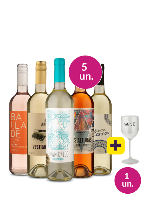 Kit 5 - Brancos e Rosés + Taça de Acrílico Grátis