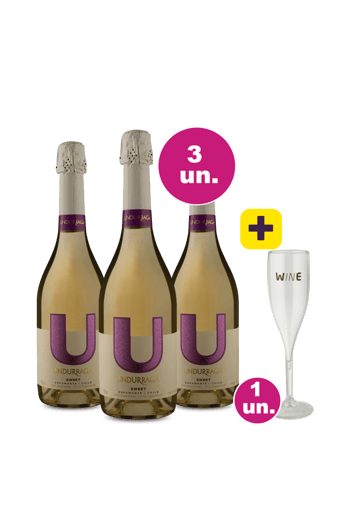 Kit 3 - Espumante U By Undurraga Sweet + Taça Acrílico Espumante Grátis