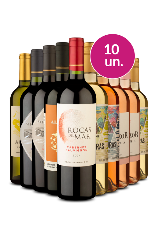Kit 10 - Tintos, Brancos e Rosés por R$ 25 por garrafa - Exclusivo We